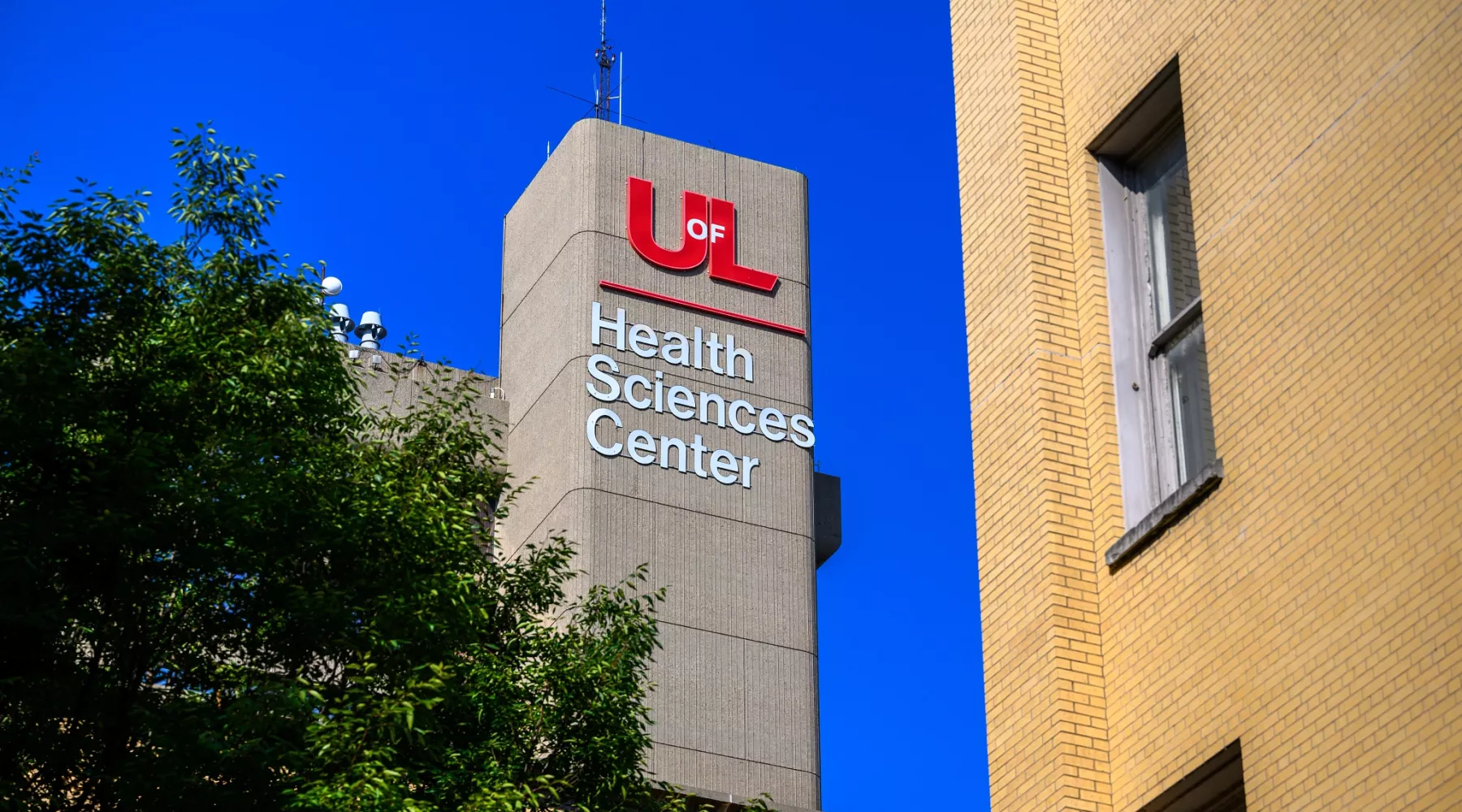 HSC tower against a blue sky