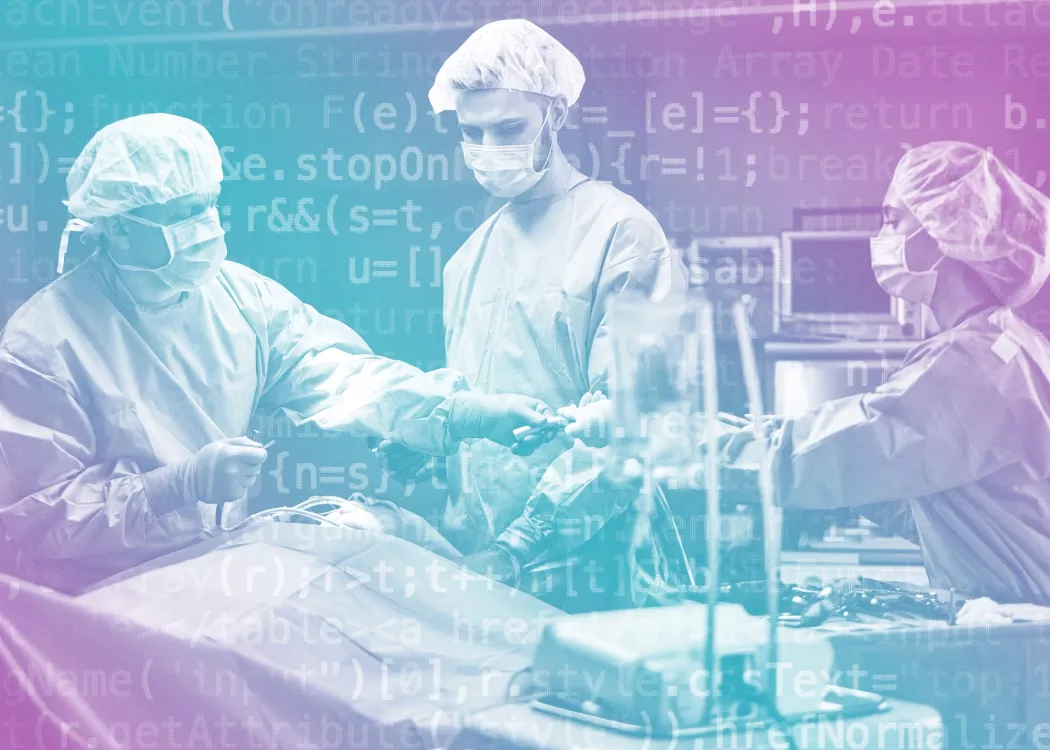 Photo illustration of doctors and nurses in an operating room