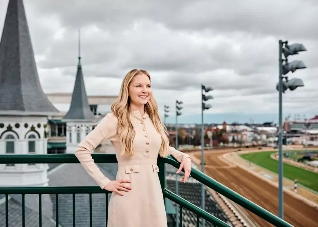 Tiff Haub standing at Churchill Downs