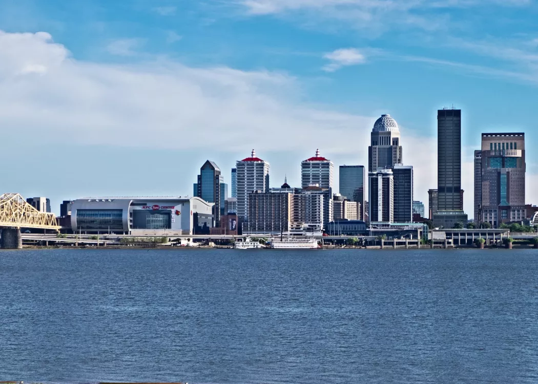 View of the downtown Louisville skyline and riverfront