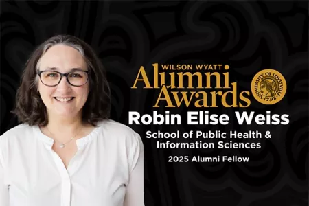 Wilson Wyatt Alumni Awards graphic featuring Robin Weiss as the 2025 Alumni Fellow